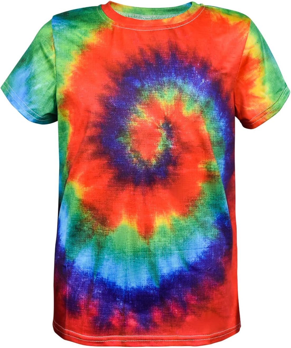 Kids Tie Dye T Shirts 3-12 Years Hippies Senior Crewneck Short Sleeve Rainbow Tee for Kids - Image 4