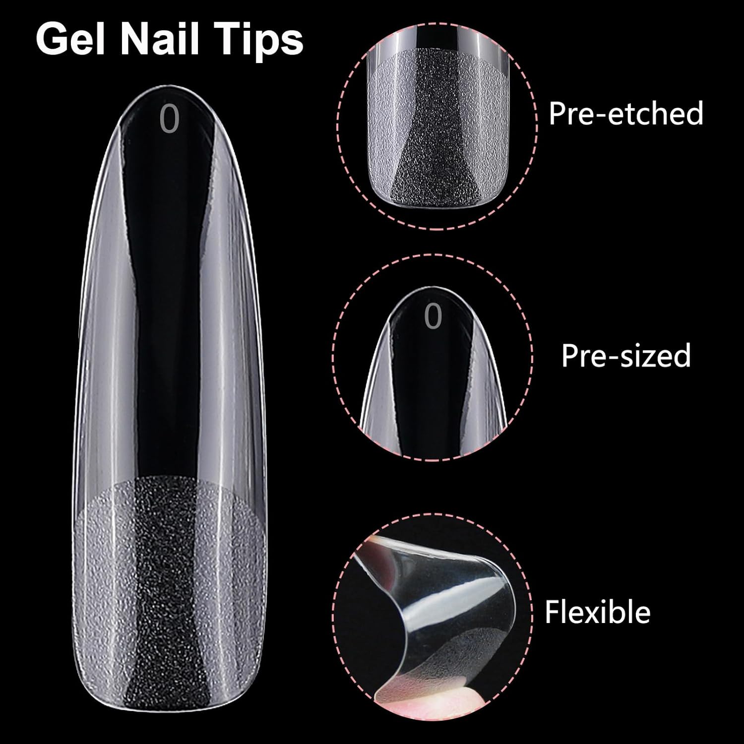 LoveOurHome 240pc XXL Almond Gel Nail Tips Extra Long Clear Oval Fake Nails 12 Sizes Full Cover Artificial False Nails Tips for Acrylic Nail Soft Gel Tips Extension Press on Nails Making