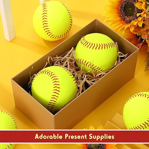Miniatura 7 de Paquete de 12 pelotas de sóftbol de práctica deportiva, tamaño y peso oficiales, softball de lanzamiento lento, cubierta de cuero sin marcar, pelota