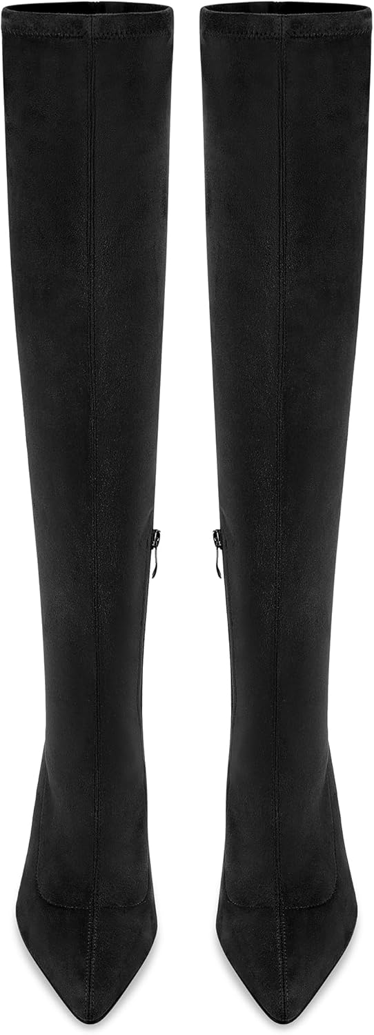 GPXGPX Women's Over the Knee Boots Suede High Heel Thigh High Boots Pointed Toe Long Stretch Sexy Fall Elastic Boots - Image 5