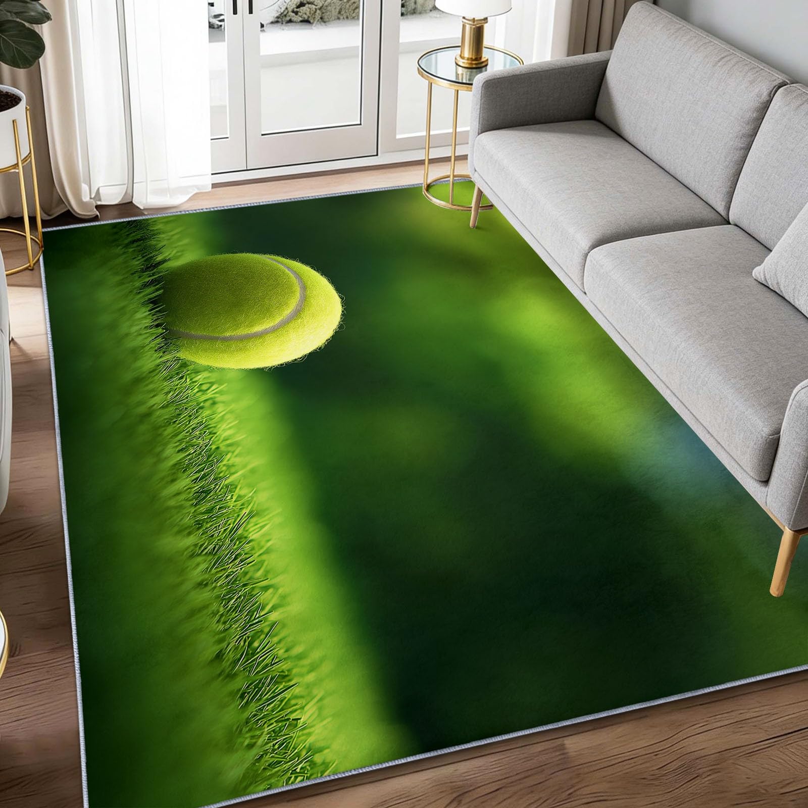 Alfombra antideslizante para tenis de césped y fotografía deportiva, de pelo bajo, de secado rápido, lavable a máquina, para dormitorio, sala de estar, comedor, 100 x 160 cm