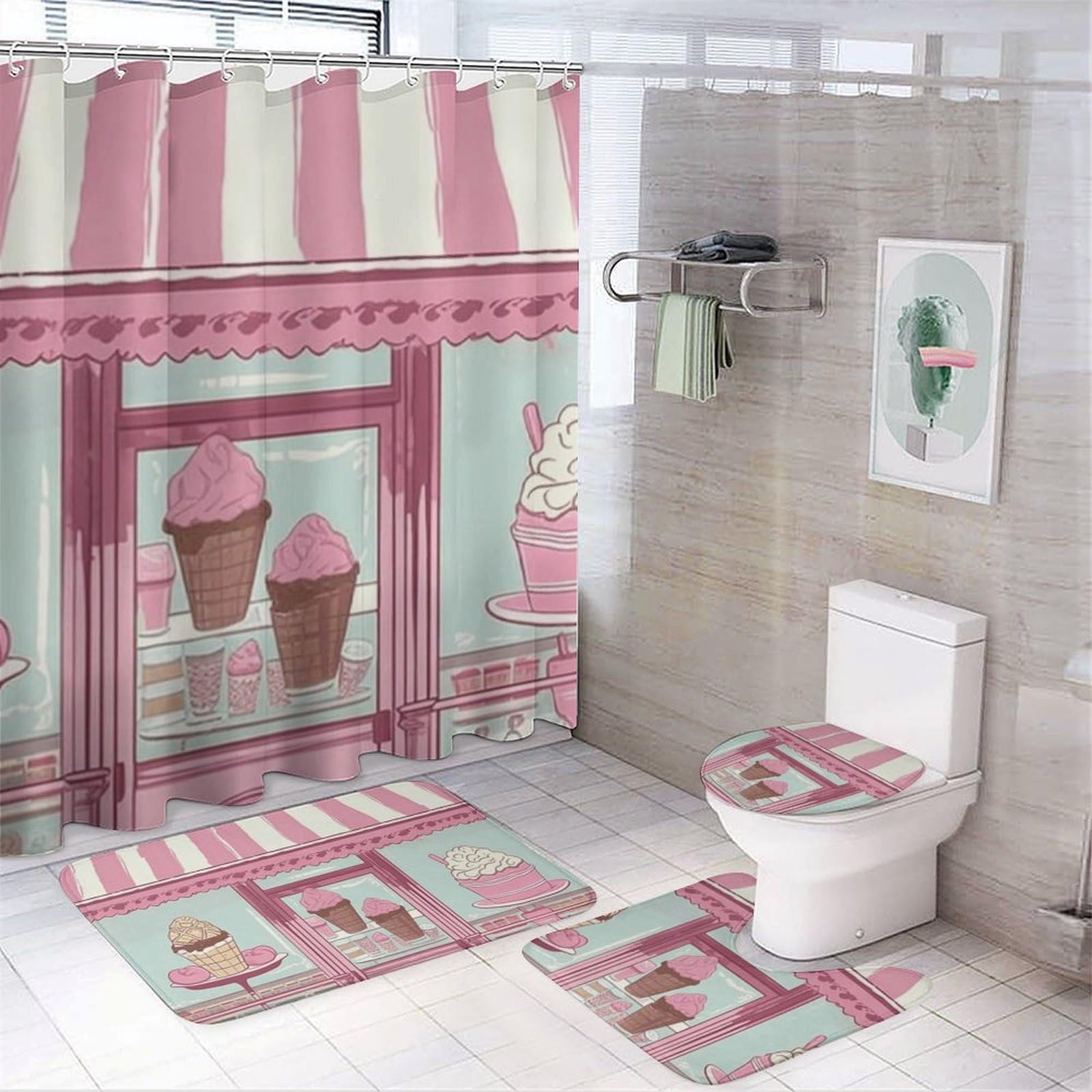 Housse de toilette en polaire corail et tapis de douche haut de gamme pour salle de bain