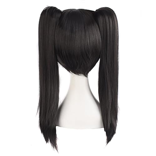 Miniatura 4 de MapofBeauty Pelucas de pelo lacio de doble cola de 197in negro