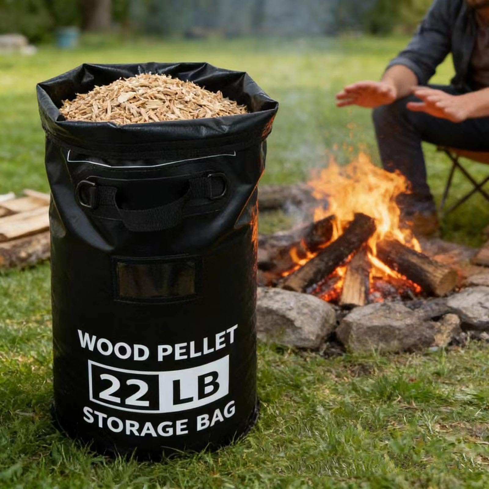 Contenitore Portapellet Da Grill Portacarbone Con Capacità 10 Kg | Stoccaggio Esterno Pellet di Legno Per Grigliate, Camper, Picnic, Barbecue, Patio, Campeggio, Garage E Giardino