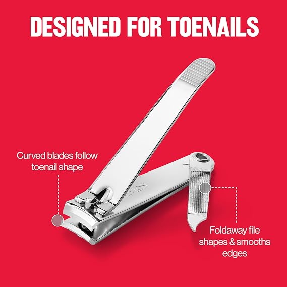 Revlon Toenail Clipper With File, Nail Care Tool With a Curved Blade for an Accurate Trimming and Grooming, Easy to Use, 1 count