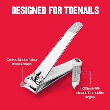Revlon Toenail Clipper With File, Nail Care Tool With a Curved Blade for an Accurate Trimming and Grooming, Easy to Use, 1 count