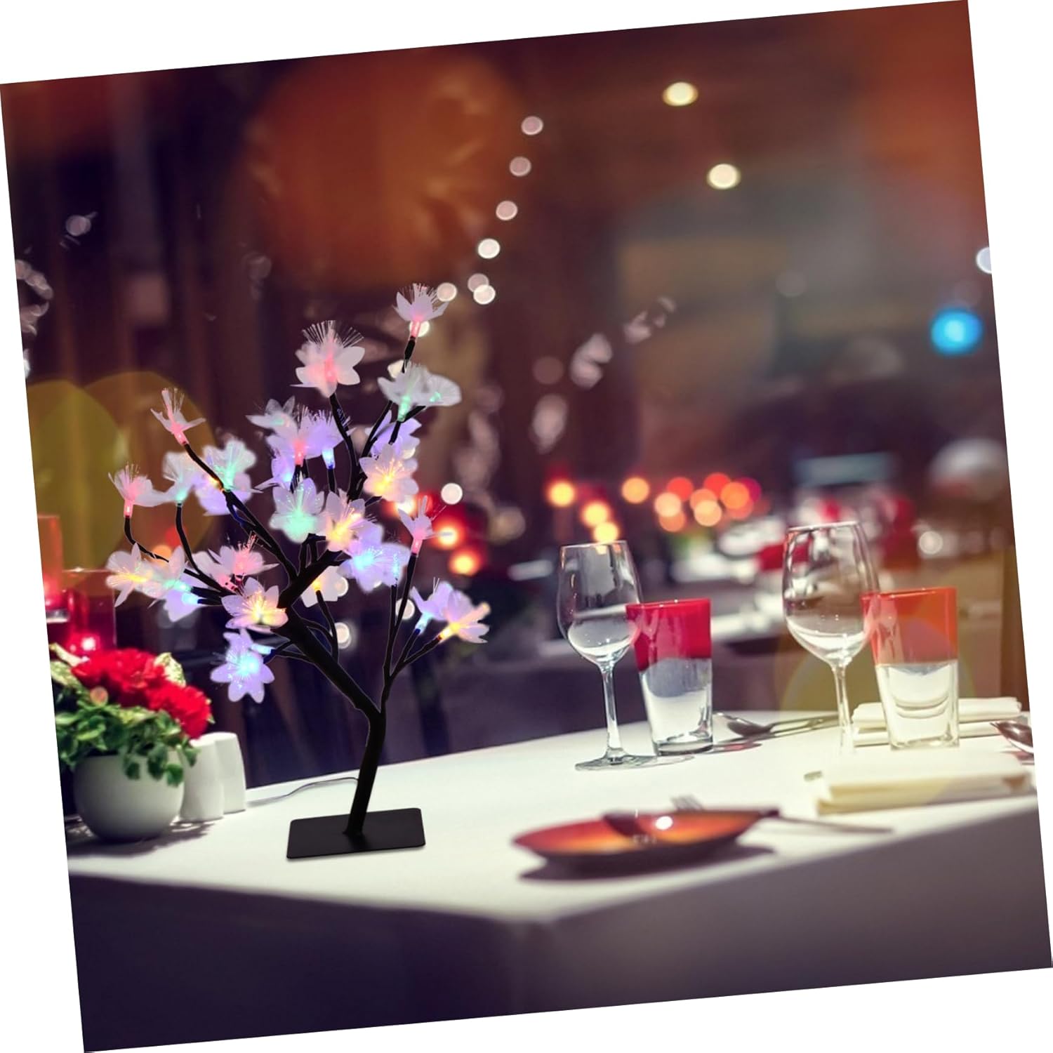 Amosfun 1Pc LED Desktop Tree Light USB Powered Decorative Lamp for Bedroom Wedding Parties and Office Decor Odorless Material with Stable Base Lights