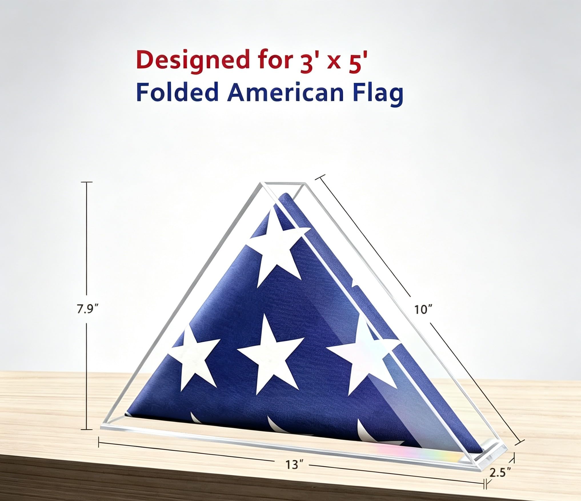 Photo 1 of SlenyuBridal Acrylic Flag Display Case for 3' x 5' Burial Flag, Clear
