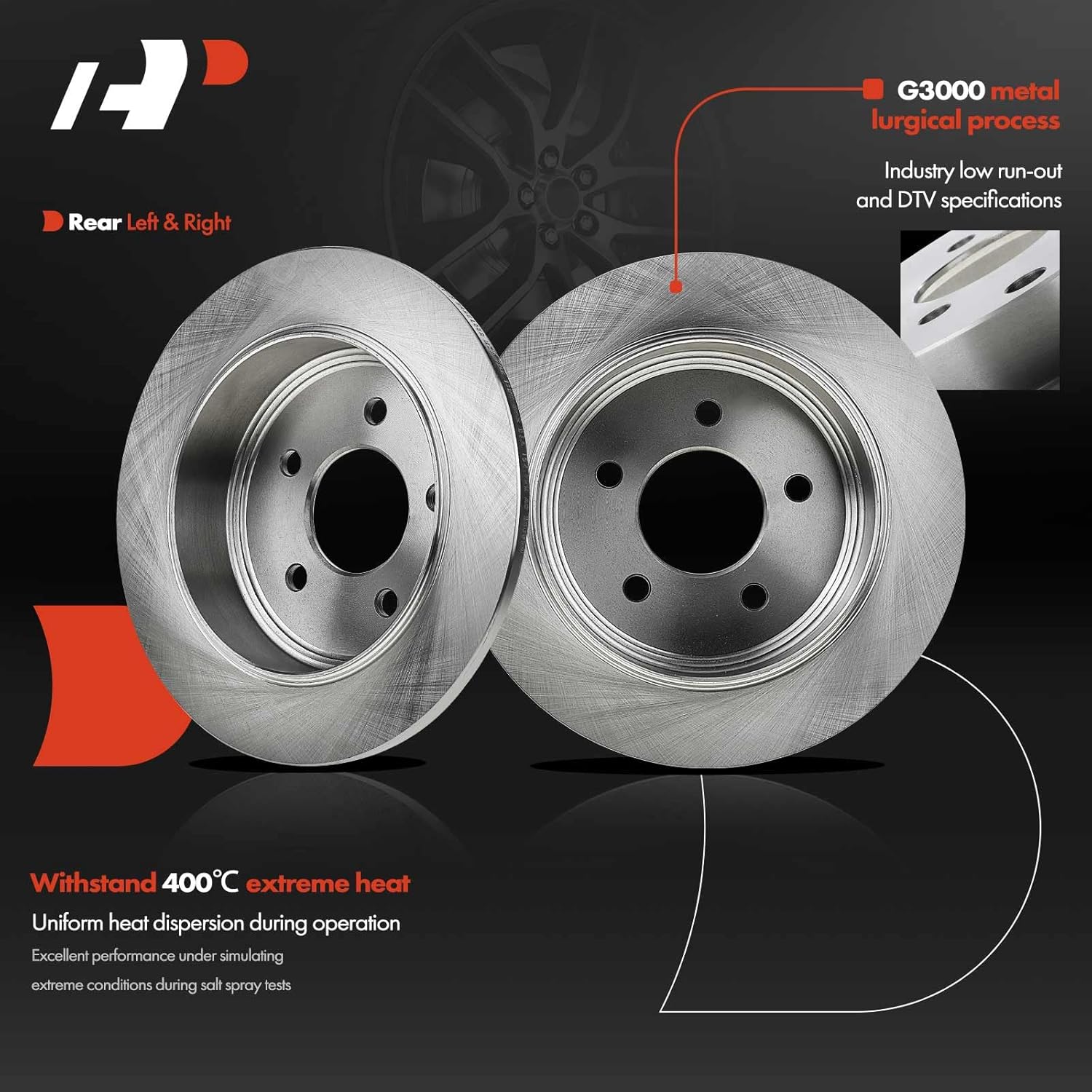 A-Premium 11.26 in (286 mm) Rear Solid Disc Brake Rotors + Ceramic Pads Kit Compatible with Select Ford and Mercury Models - Explorer 95-01, Explorer Sport 01-02, Ranger 98-02, Mountaineer, 6-PC Set