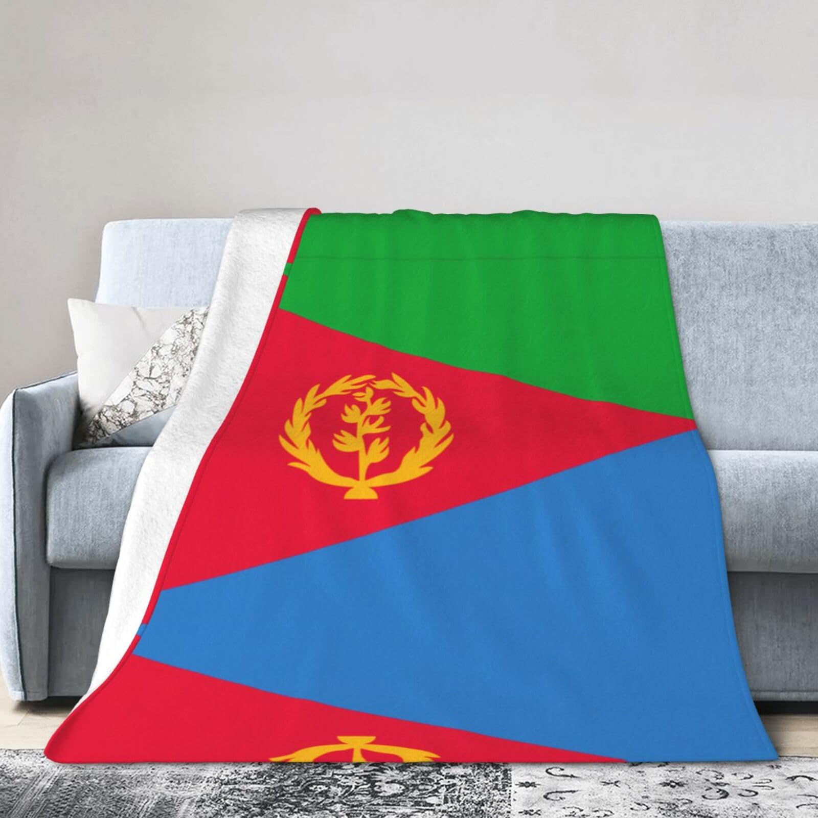 Eritrean Flag 50"x40" Fleece Blanket, Full Size, Super Soft, Suitable for Bed, Sofa, Camping, All Seasons