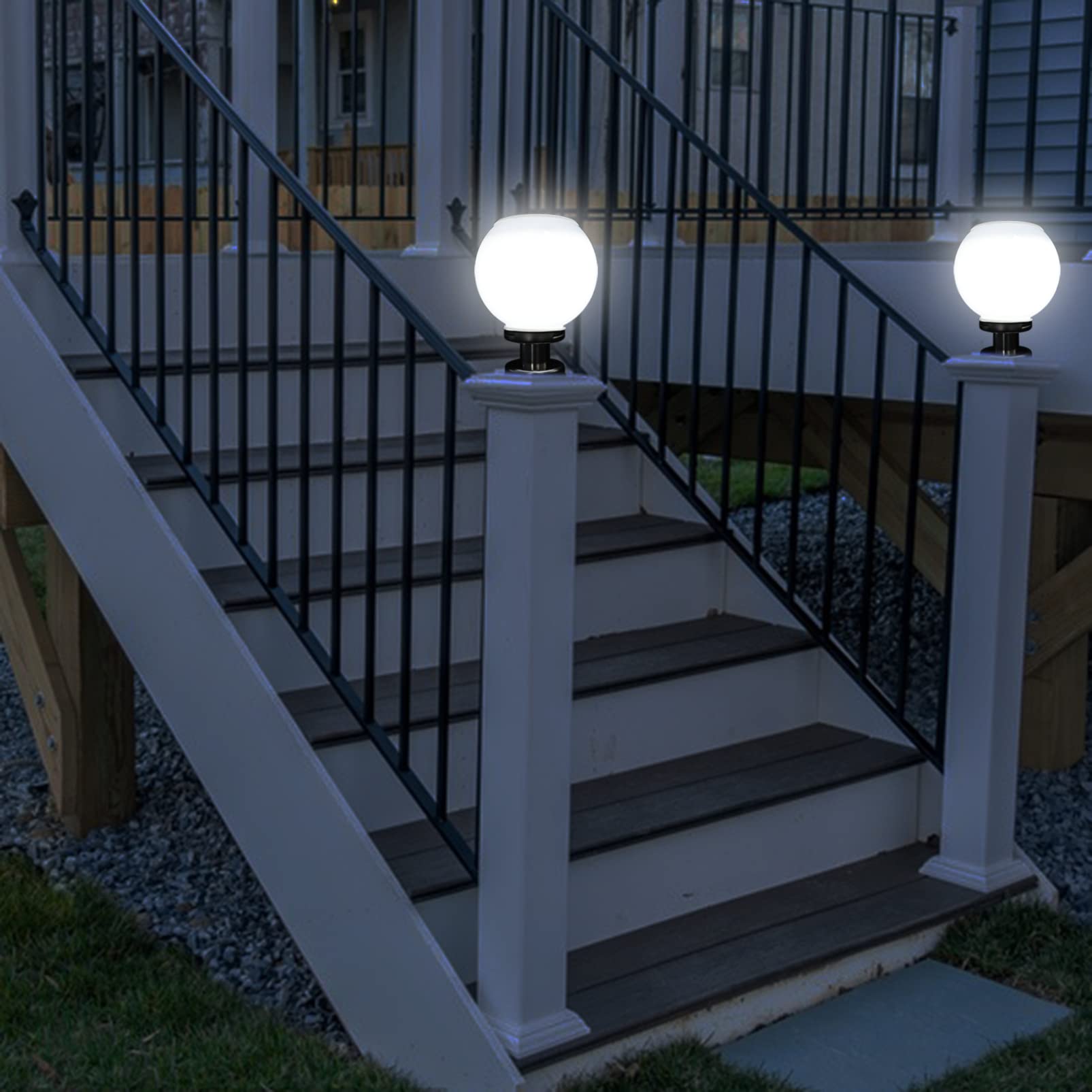 UKCOCO Lámpara Solar Exterior Para Poste De Valla 9.84 Pulgadas Luz Led Para Jardín Césped Balcón Patio Resistente a La Intemperie Acero Inoxidable Acrílico