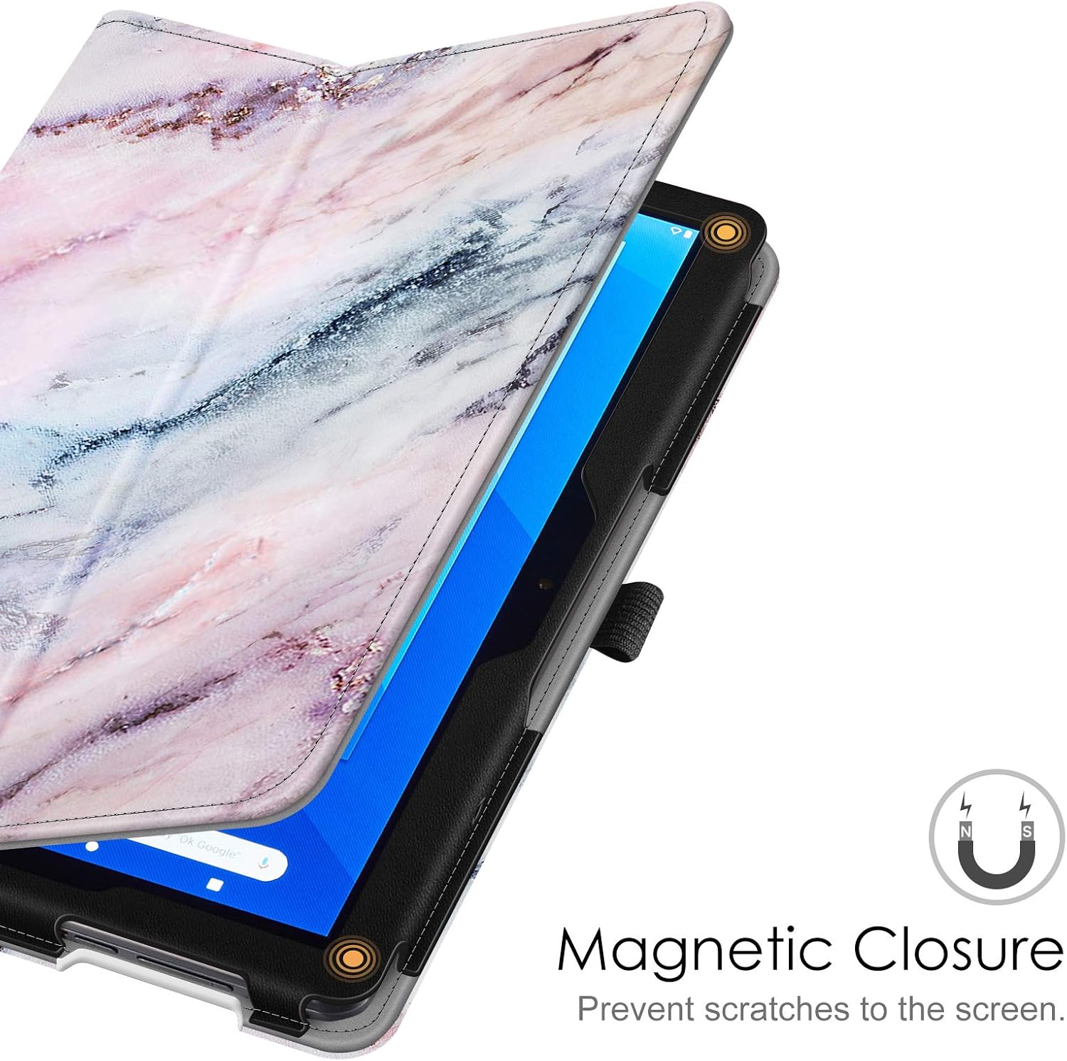 Fintie Case for Onn. 10.1" Tablet 2020 (Model: 100011886) - Premium Vegan Leather Folio Protective Stand Cover with Pencil Holder for Onn 10 inch Tablet 2020 Generation 2 (Marble Pink)