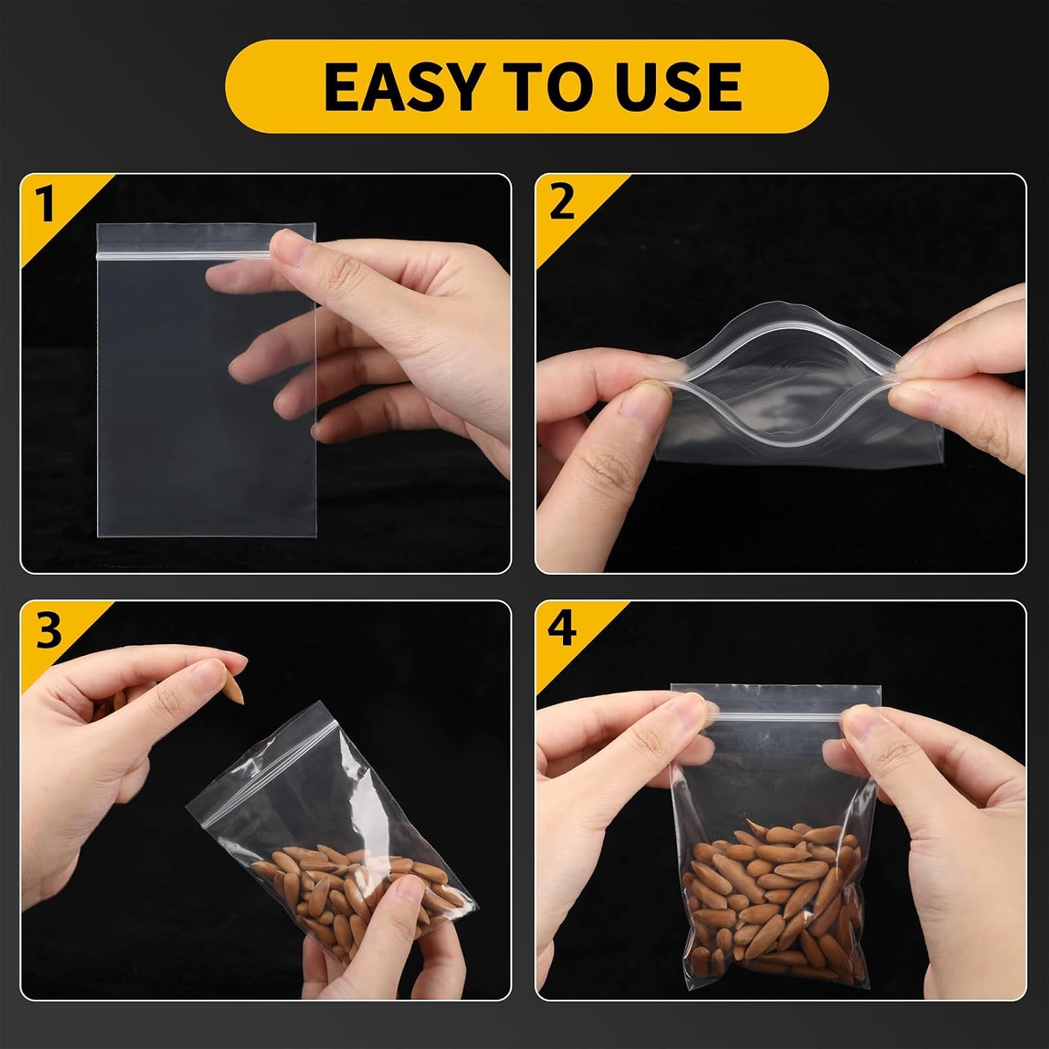 300 Pack 3x4 Inch Small Plastic Bags - Reclosable Zipper Jewelry Baggies, Clear Resealable Zip Bags for Storage, Beads, Crafts & Travel Organizing image 4
