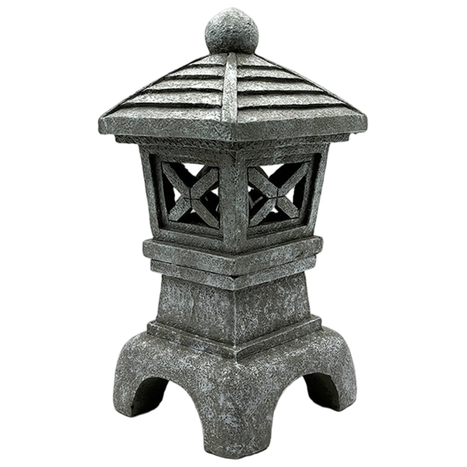 Waterproof Resin Solar Japanese Pagoda Lantern, 4.5x4.5x9 Inch Decorative Stone Lantern Statue for Garden Yard Lawn Balcony
