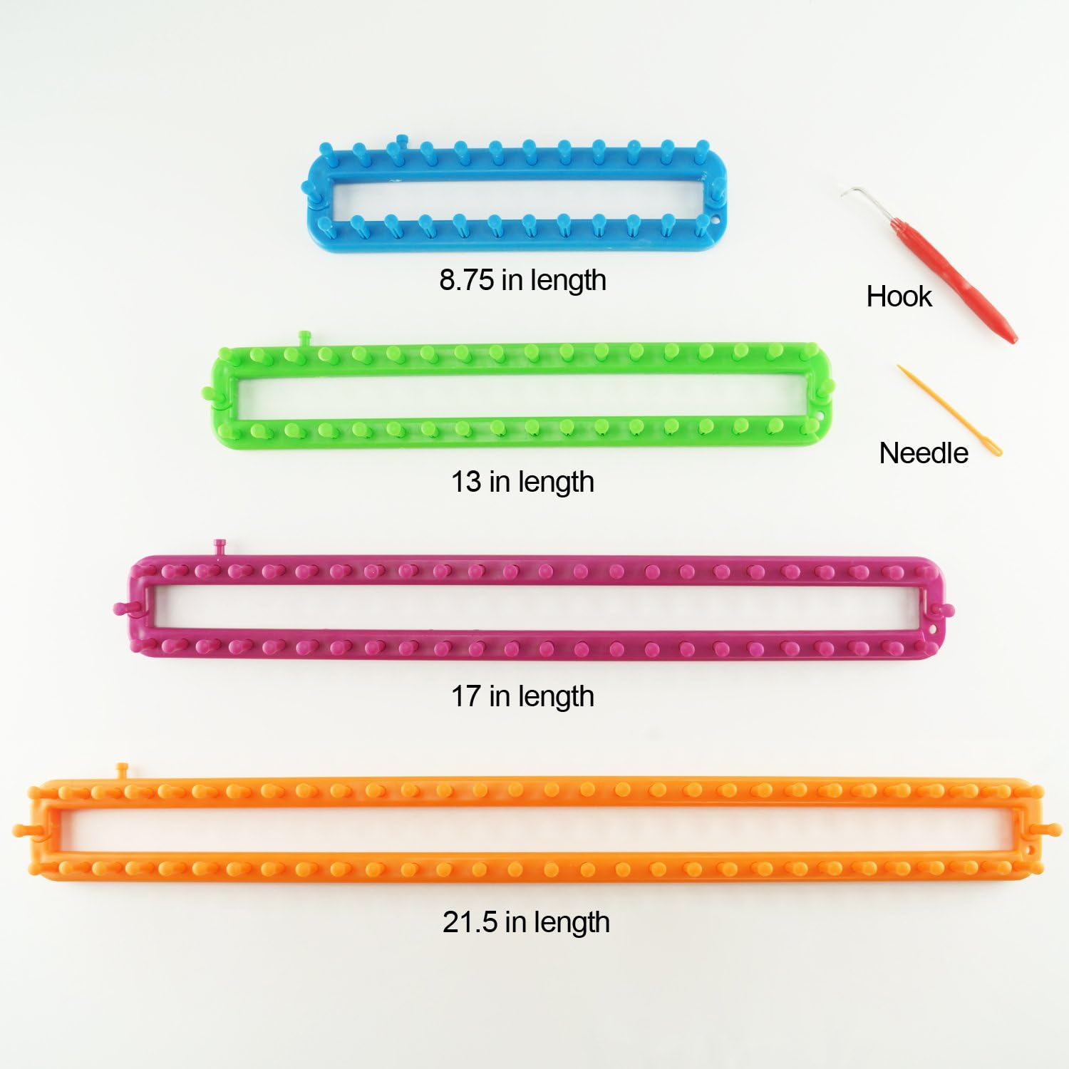 LAYOER Long Knitting Loom Set with Hook Needle Kit for Yarn Cord Knitter 4 Looms (Long)