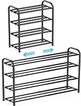 Shoe Rack 4 Levels Extendable 43-78 cm Metal Shoe Storage | `Small shoe cabinet easy to assemble, versatile shoe rack for entryway, hallway, bedroom and closet`