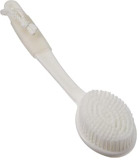Sammons Preston 57223 Long Bath Brush, Long Handled Extended Scrubber & Washer for Exfoliating & Self-Cleaning in Shower or Bath, 14" Long Bathing Assist with Ridged Handle and Storage Strap for Hygiene