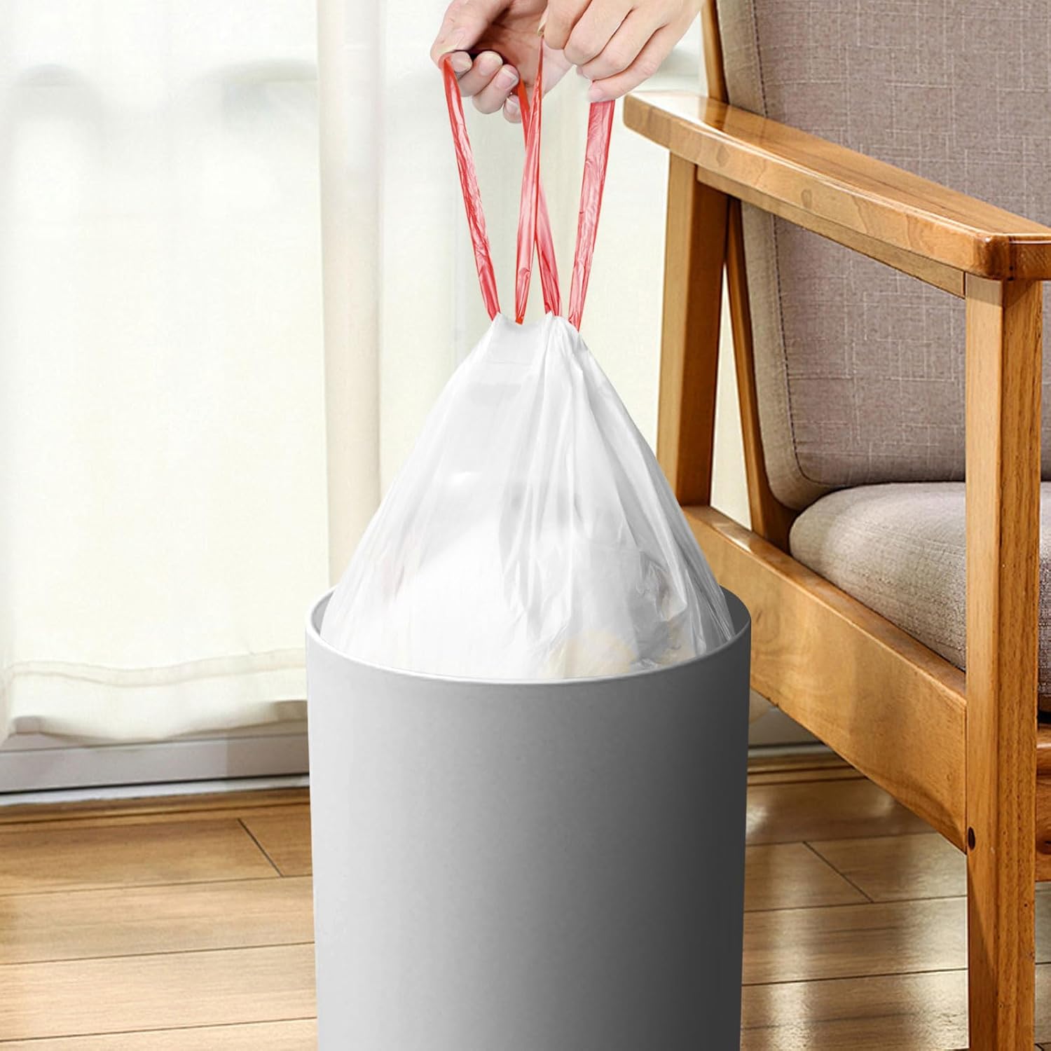 240 Count 4 Gallon Trash Bags Drawstring, JUKFITA Tear-Free Small Garbage Bags, White Trash Bags Unscented for Bathroom Bedroom Office Kitchen