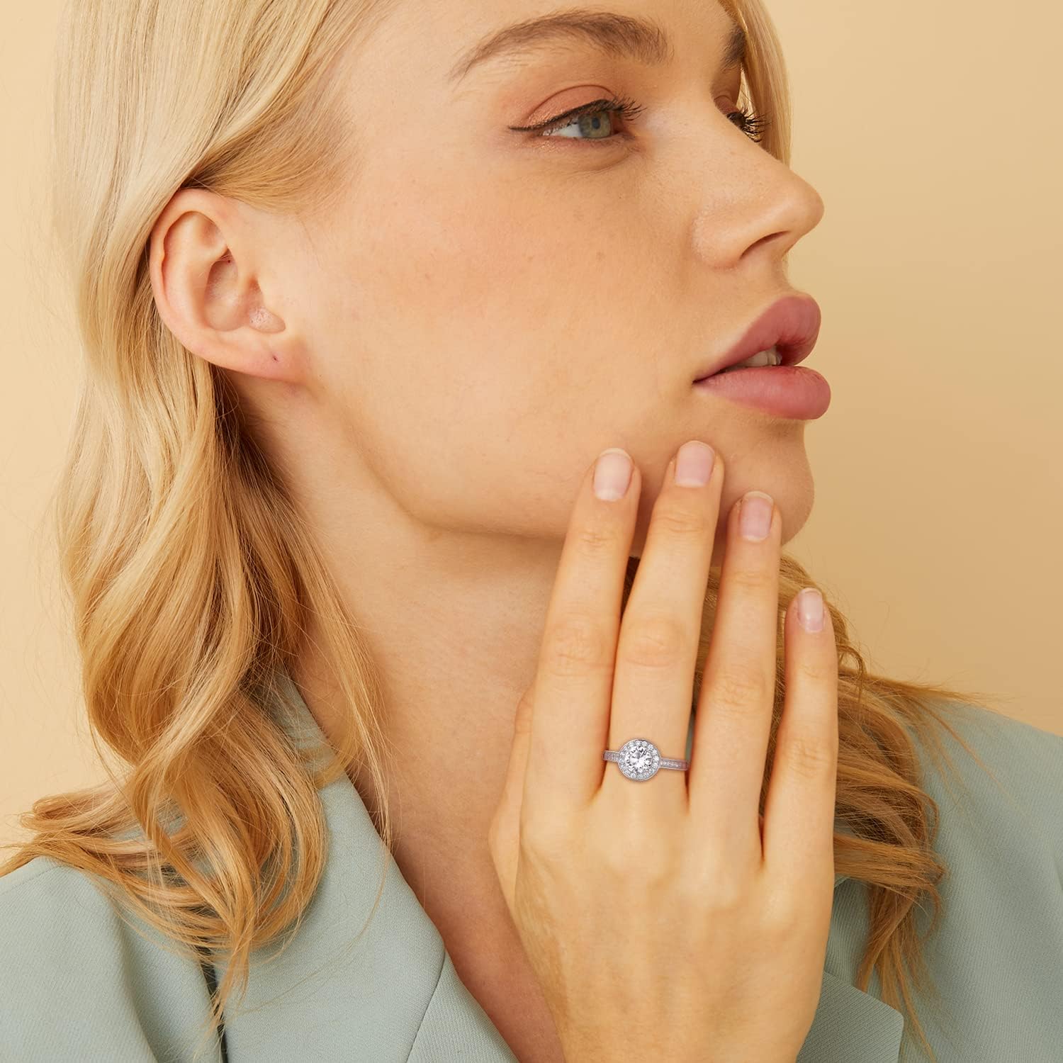 Gemsme 14K White/Yellow Gold Plated Marquise Cubic Zirconia Eternity Statment Ring - Image 2