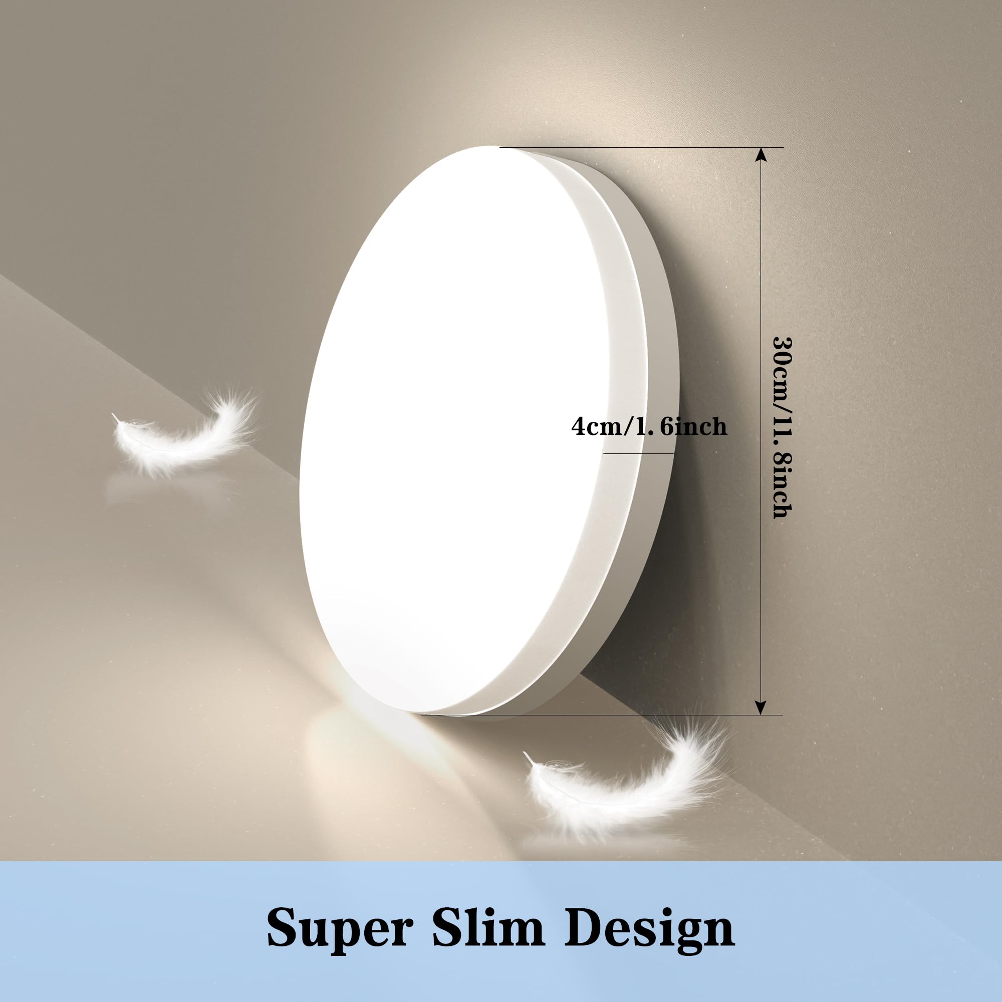 EASY EAGLE Plafoniera LED Soffitto 48W, Lampada da Soffitto LED 4000K 4800LM Plafoniera Bagno Rotonda Ø30CM Plafoniere da Ufficio Luce Soffitto per Camera da Letto, Cucina, Soggiorno, Balcone