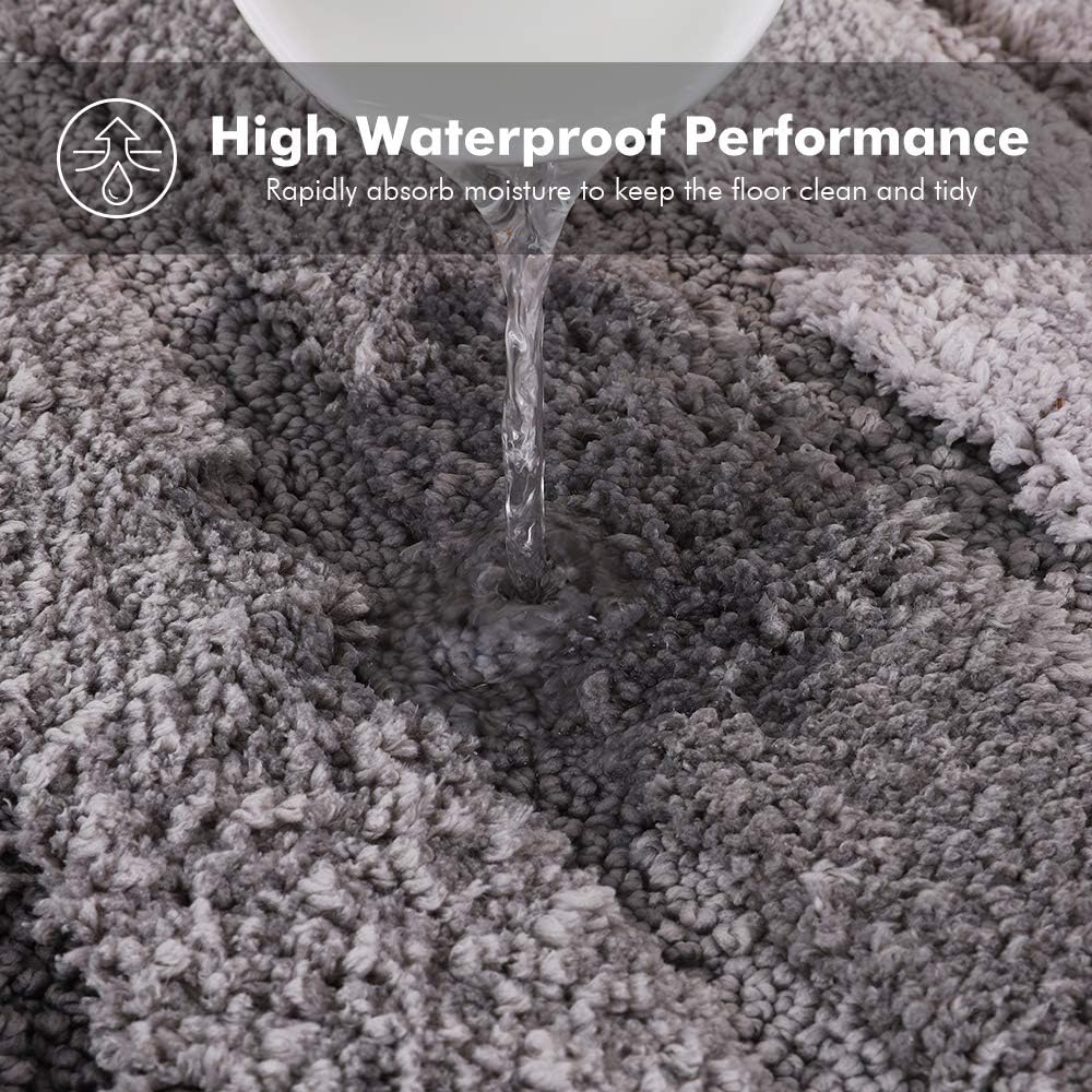 Lewondr Stripe Door Mat, Non-Slip Soft Microfiber Entry Way Welcome Doormat Bathroom Rug, Heavy Duty, Absorbent, Machine Wash Bath Mat for Indoor Outdoor 20"x32"(50x80cm) - Gradient Gray