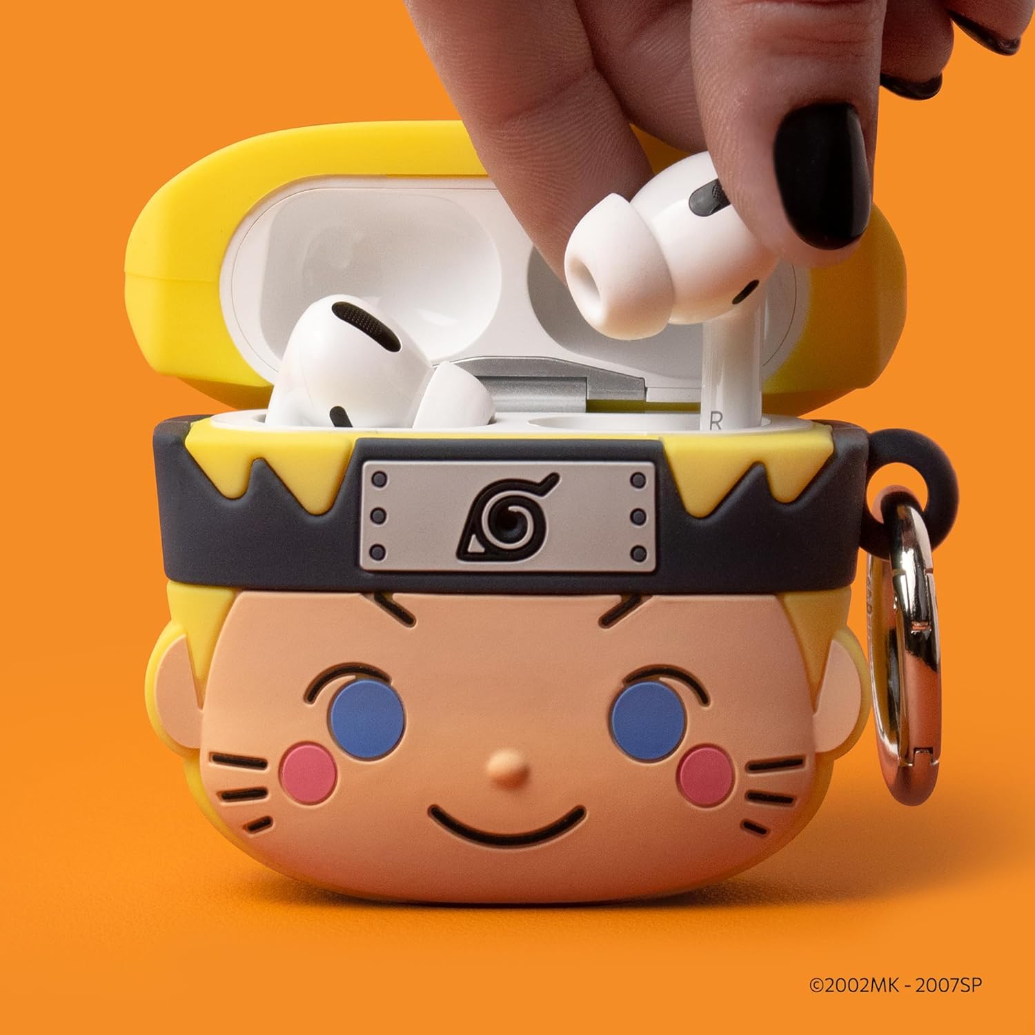 iFace Naruto Shippuden Anime Figure Case Compatible with Apple AirTags (Carabiner Clip Included) [Kakashi] and Naruto Shippuden Anime Figure AirPods Case Compatible with AirPods Pro and Pro 2 [Naruto]