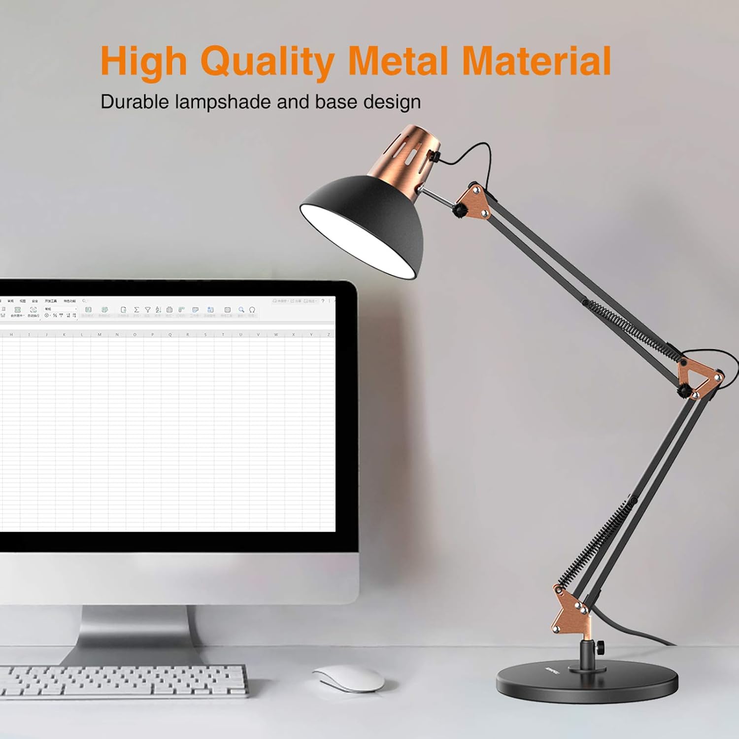 LEPOWER Metal Desk Lamp, Adjustable Goose Neck Architect Table Lamp with On/Off Switch, Swing Arm Desk Lamp with Clamp, Eye-Caring Reading Lamp for Bedroom, Study Room &Office (Sandy Black) : Everything Else