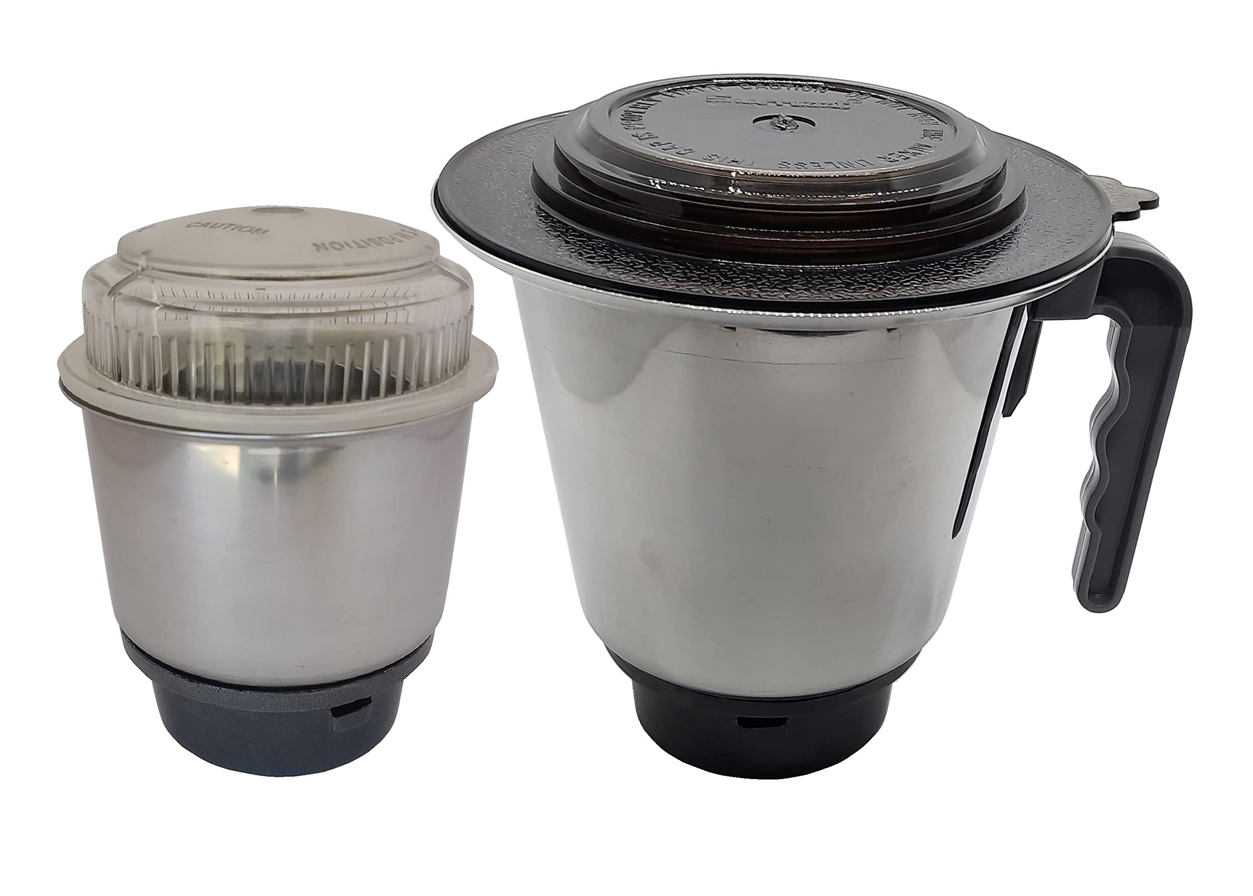 atlogs- sumeet small & dry jar set for traditional domestic mixer grinders (with rubber coupler) (steel, 400ml+1litre)