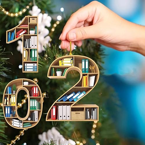 Miniatura 6 de Walbest Adornos de Navidad con números para decoración de árbol de Navidad estantería acrílica de 0 a 9 números para colgar para decoración de