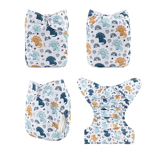 Miniatura 3 de babygoal Pañales de tela reutilizables, paquete de 6 + 6 piezas de rayón de bambú + bolsa húmeda, tamaño único, fundas de pañales de bolsillo