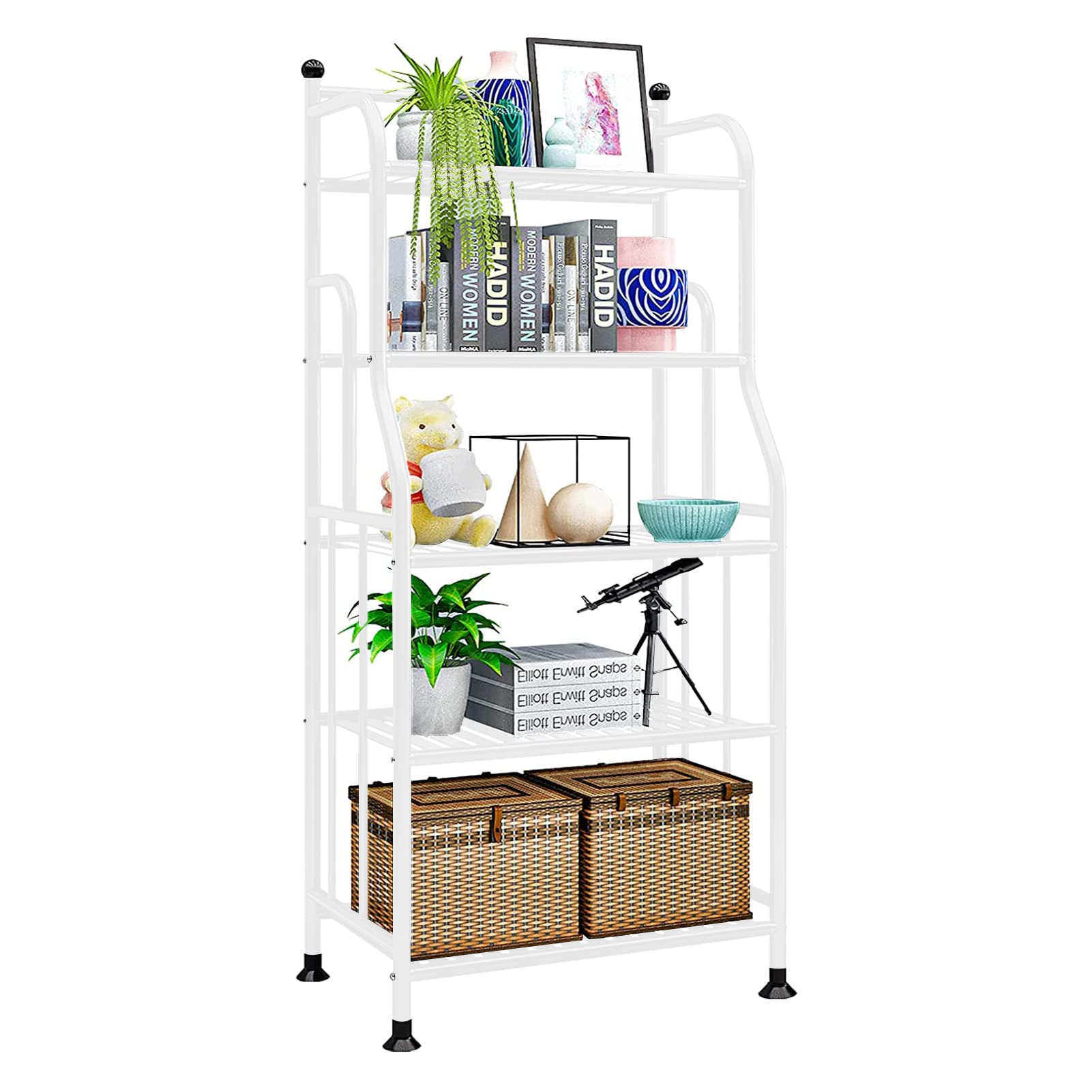5 Tier Metal Standing Shelf Iron Sheet Storage Space Saver, Casulo Heavy Duty Storage Tower Rack, Multifunctional Shelving Unit Organizer Outdoor Flower Stand for Kitchen Bathroom Garage Pantry