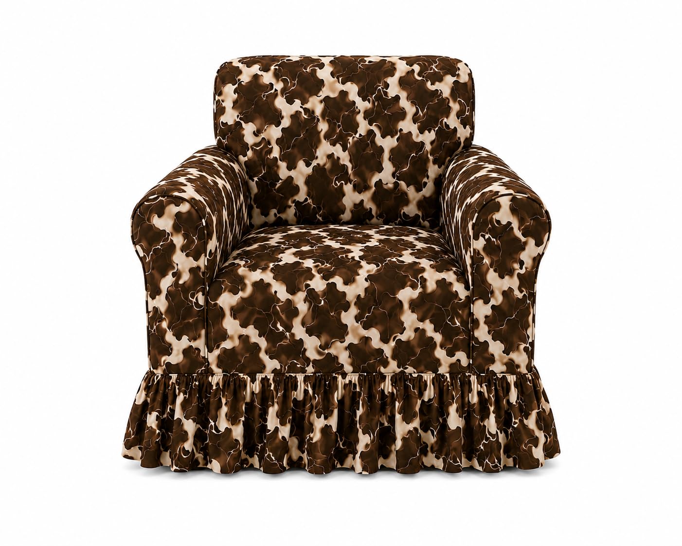1 Seater Frill Stretch Sofa Cover Brown Abstract | Stretchable Fit, Sofa Protector-image-11