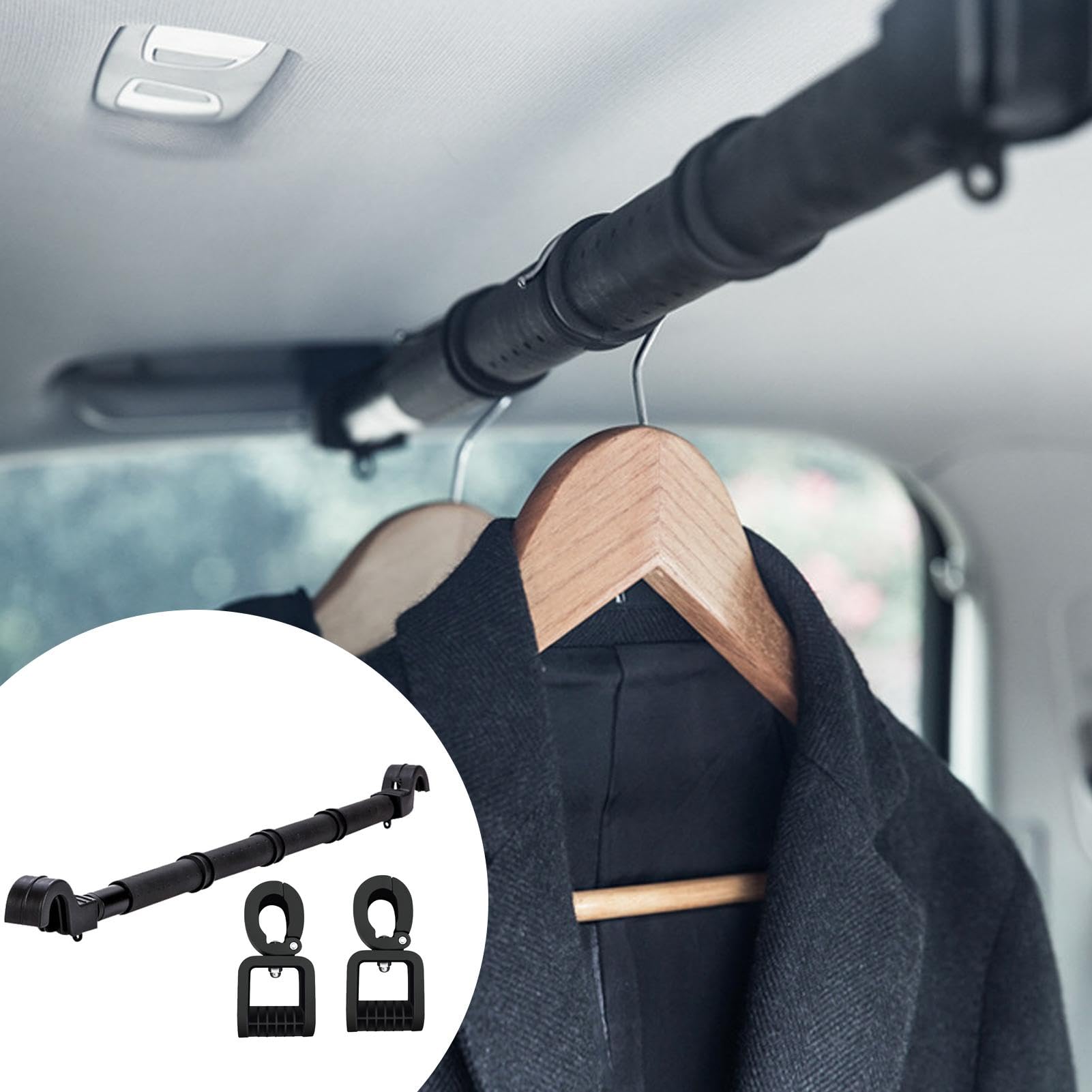 Genérico Appendiabiti da viaggio in auto, barra per appendere vestiti del | veicolo, barra per appendere vestiti antiscivolo, appendiabiti multiuso per abbigliamento, barra per abbigliamento
