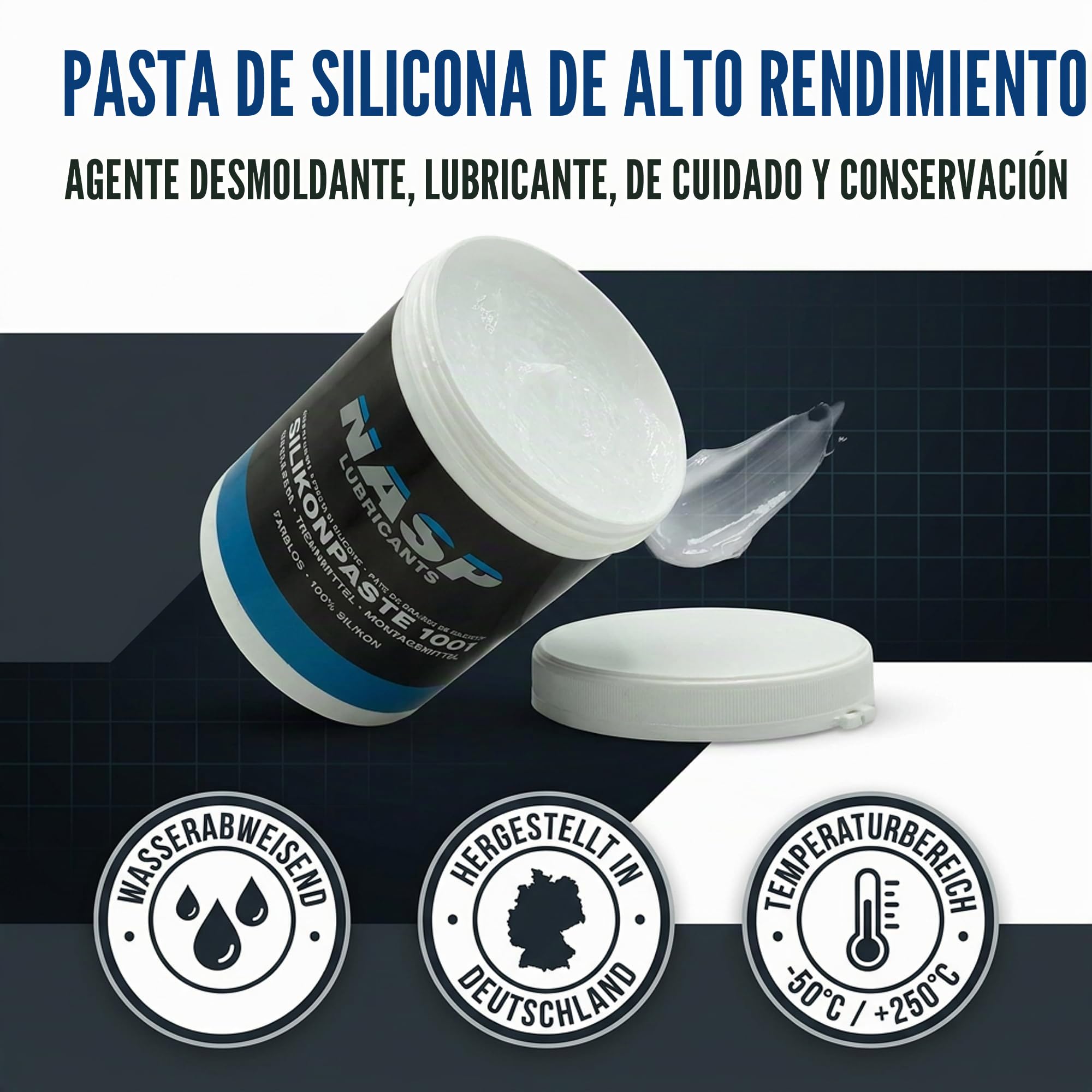 NASP - Pasta de silicona para grasa de montaje, transparente, 1 kg, fabricado en Alemania