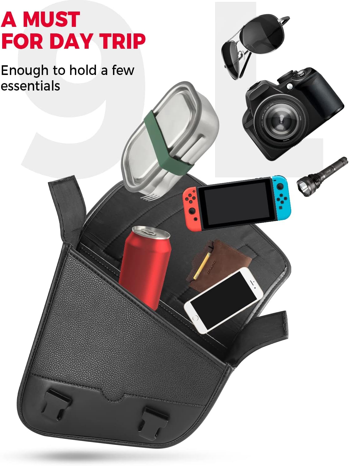 KEMIMOTO Motorcycle Swingarm Bag, Left Side Solo Bags Swing Arm Bags with Synthetic Leather for Softail Models Dyna Low Rider Fat Bob - Image 2