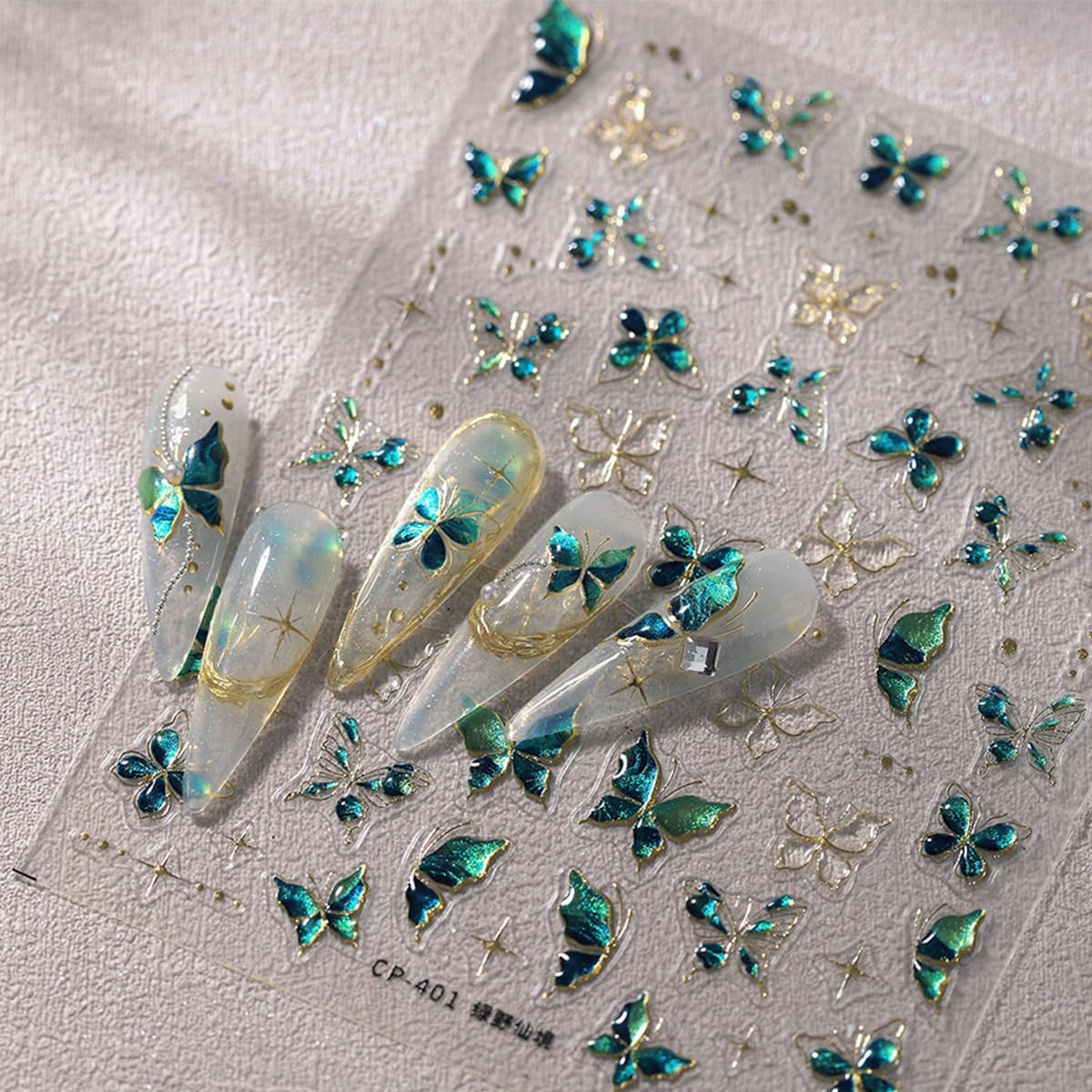 linmeizai butterfly nail stickers for nail art - blue nail art stickers spring crystal jelly butterfly 5d embossed nail decals self-adhesive nail supplies manicure sliders stickers for nail decoration