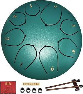Rain D rum Steel Tongue Chakra Drum for Outdoor Waterproof Meditation Drum with Music Book, Mallets, Holder, Finger Picks for Yoga