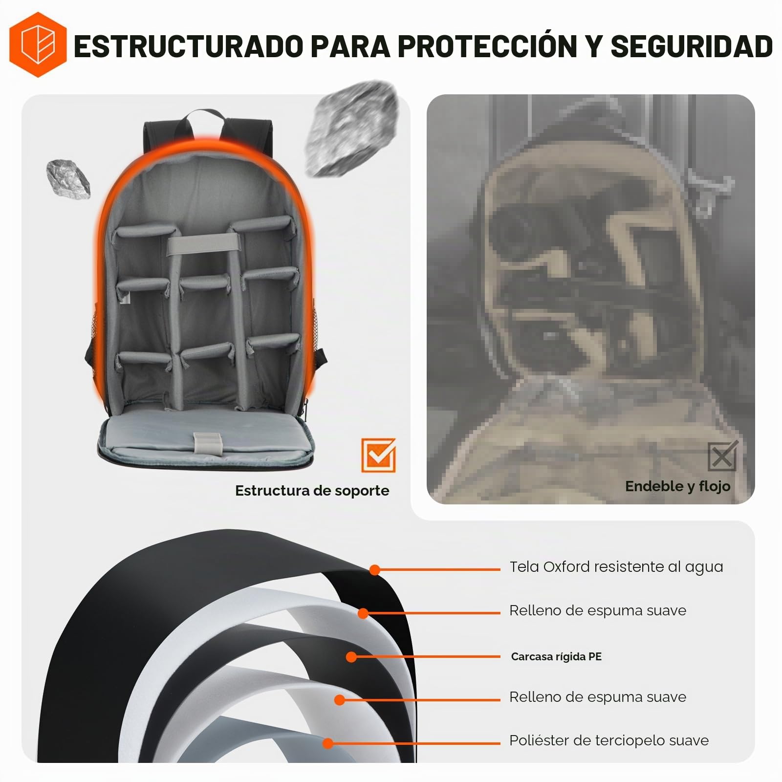 TARION TB-M Bolsa para cámara DSLR Mochila para cámara con cubierta impermeable para la lluvia Compartimiento para computadora portátil Fotografía Mochila Estuche para mujeres Hombres Fotógrafos Negro