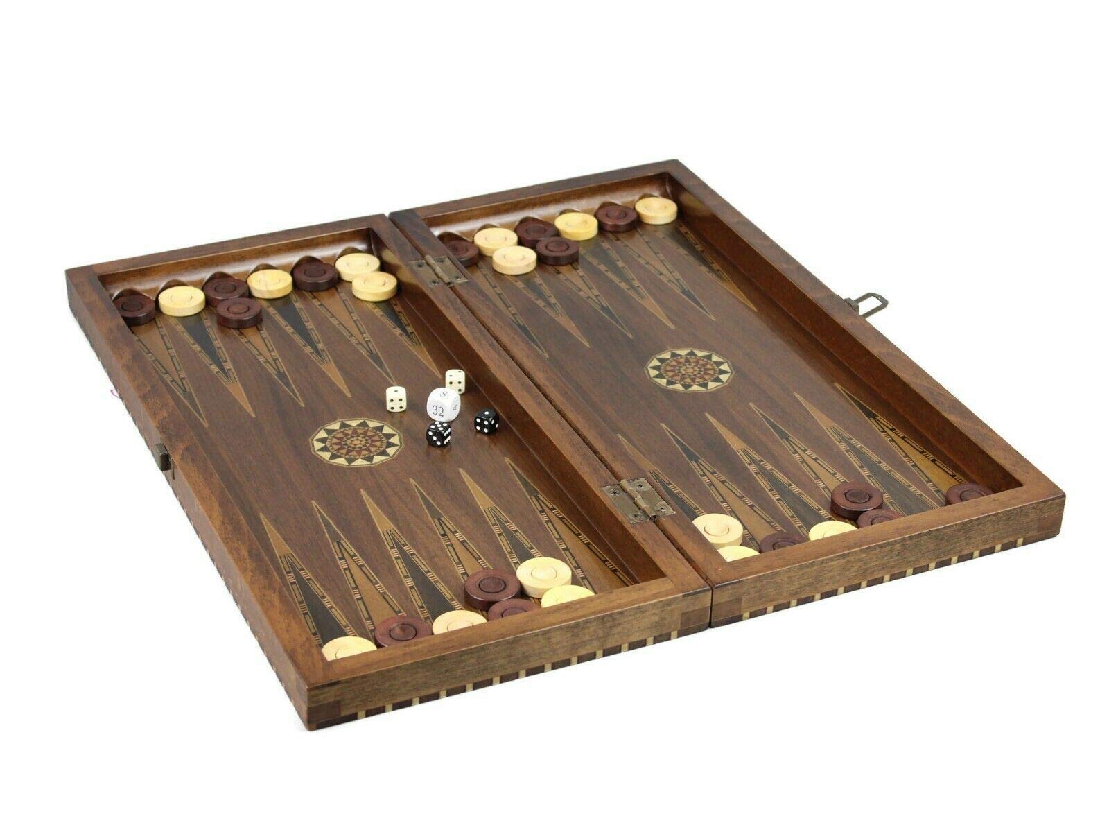 Wooden Helena Backgammon Set Rural Walnut - 20" 2150
