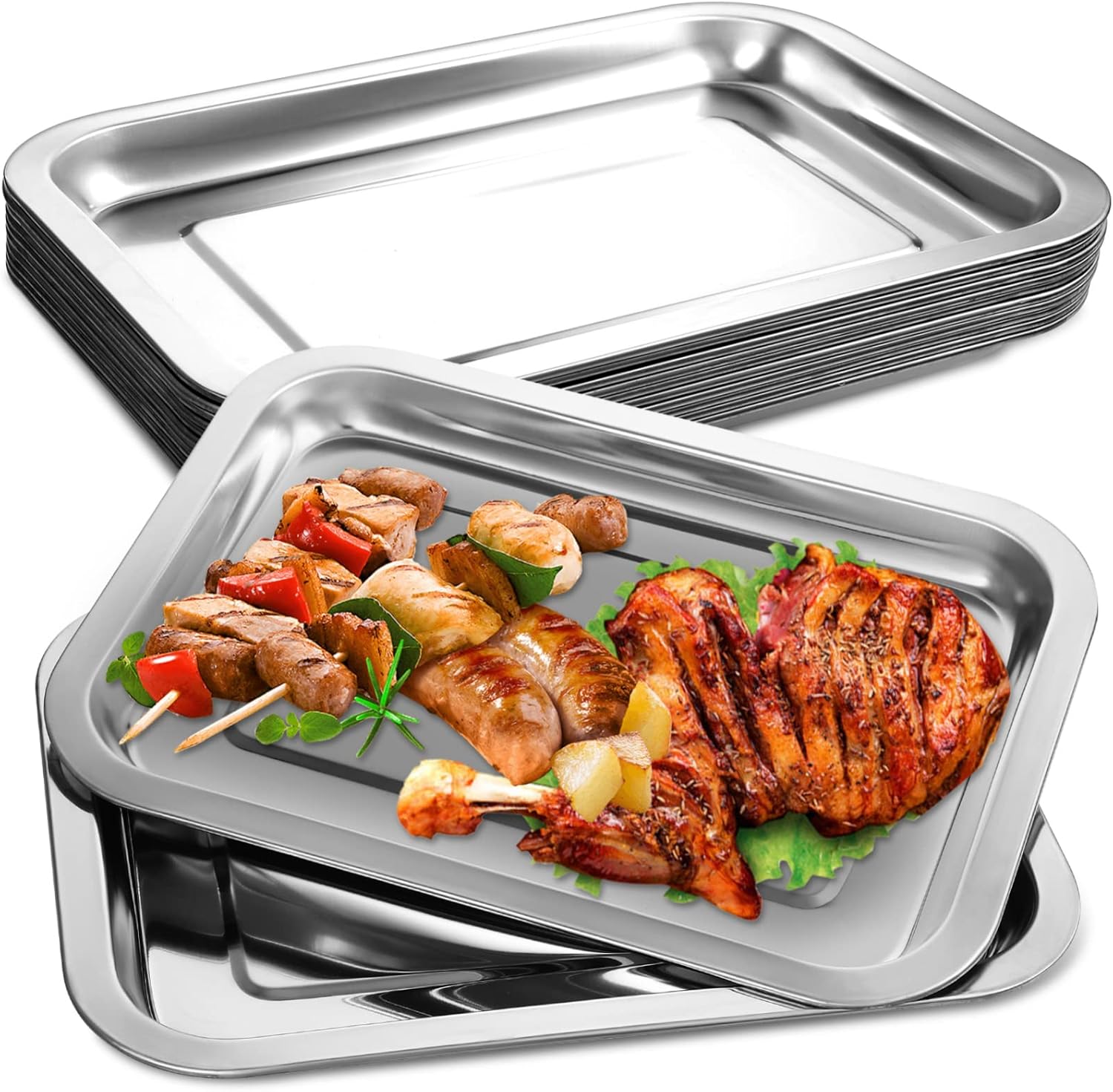 VALICLUD 10pcs Non-stick Baking Pans Stainless Steel for Oven Versatile Bakeware for Cookies Muffins