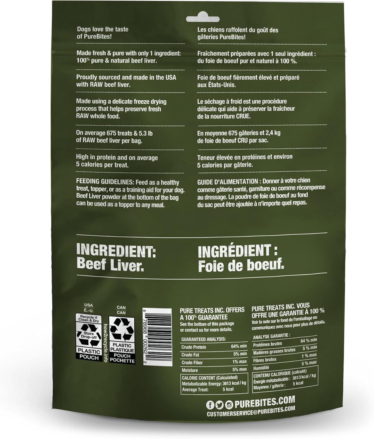 PureBites Beef Freeze Dried Dog Treats, 1 Ingredient, Made in USA, 26oz (Packaging May Vary)