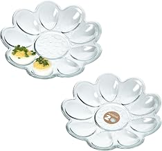 KADAX Glass Egg Plate, 8.5 Inch Diameter, Practical Egg Plate, Egg Holder, Sturdy Egg Tray, Egg Tray, Tray for (2 Flower Moulds, Transparent, 18 Eggs (2 x 9)