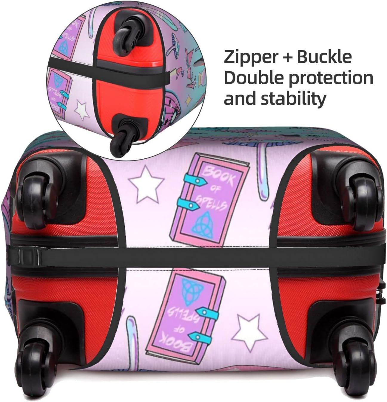 review Girly Pastel Witch Goth Suitcase Cover Travel Luggage Protector Cover Fits 18-32 Inch Suitcase