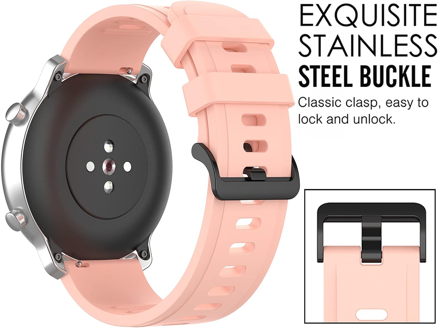 QGHXO Band for Amazfit GTS 4/4 Mini/3/2/2e/ GTR Mini/GTR 42mm/Active, Soft Silicone Replacement Band for Amazfit Bip 3/3 Pro/U Pro/S lite/Lite/S/U image 4