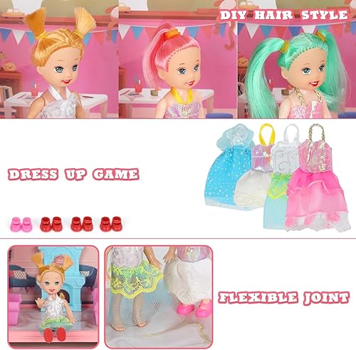 Miniatura 2 de Casa de muñecas, casa de muñecas de ensueño para niñas, kit de casa de muñecas de bricolaje – 4 pisos 11 habitaciones casa de juegos con 4 muñecas