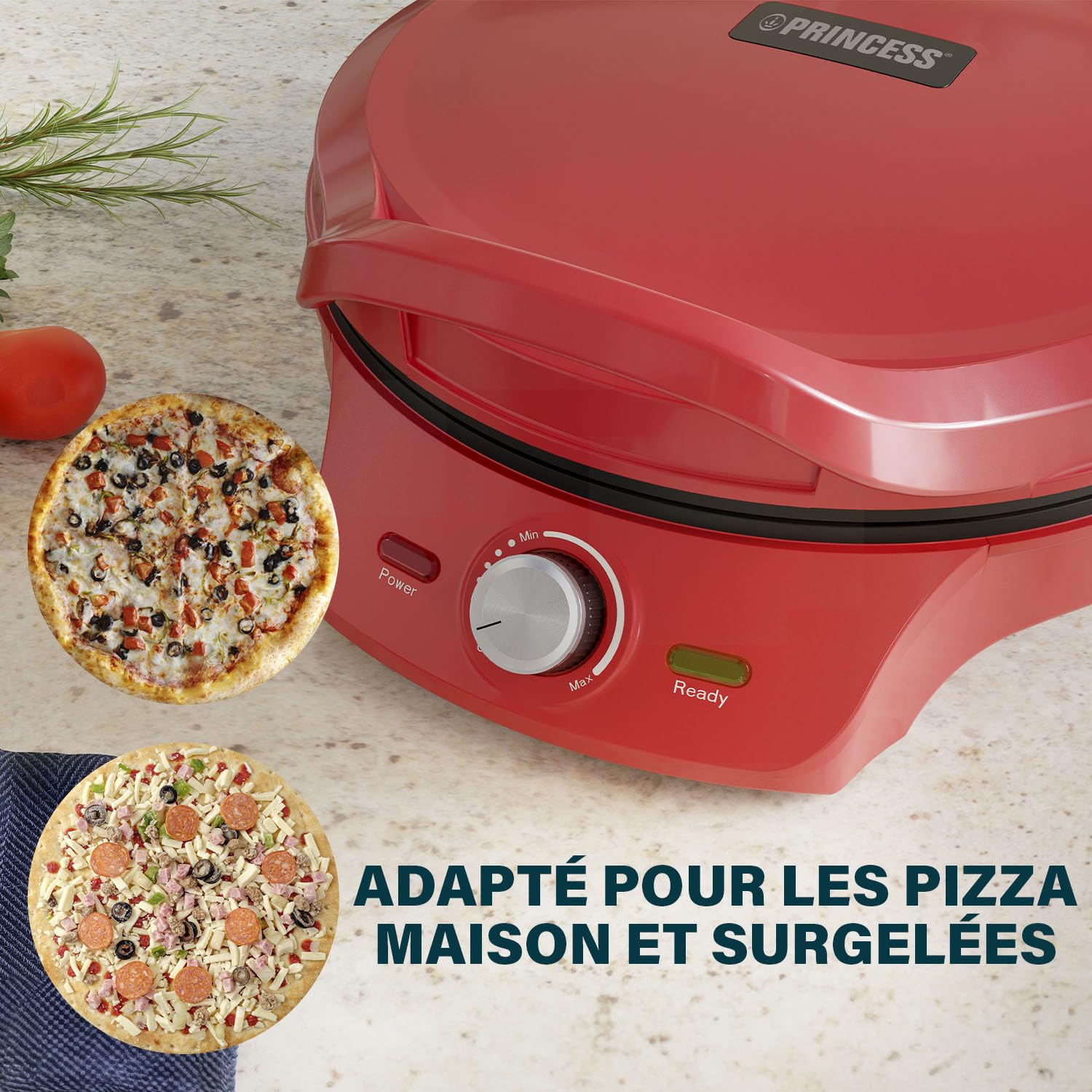 Princess Pizza Maker - Ø 32 cm - Thermostat réglable - Multifonctionnel - Fonction gril incluse - jusqu'à 200°C - 115007