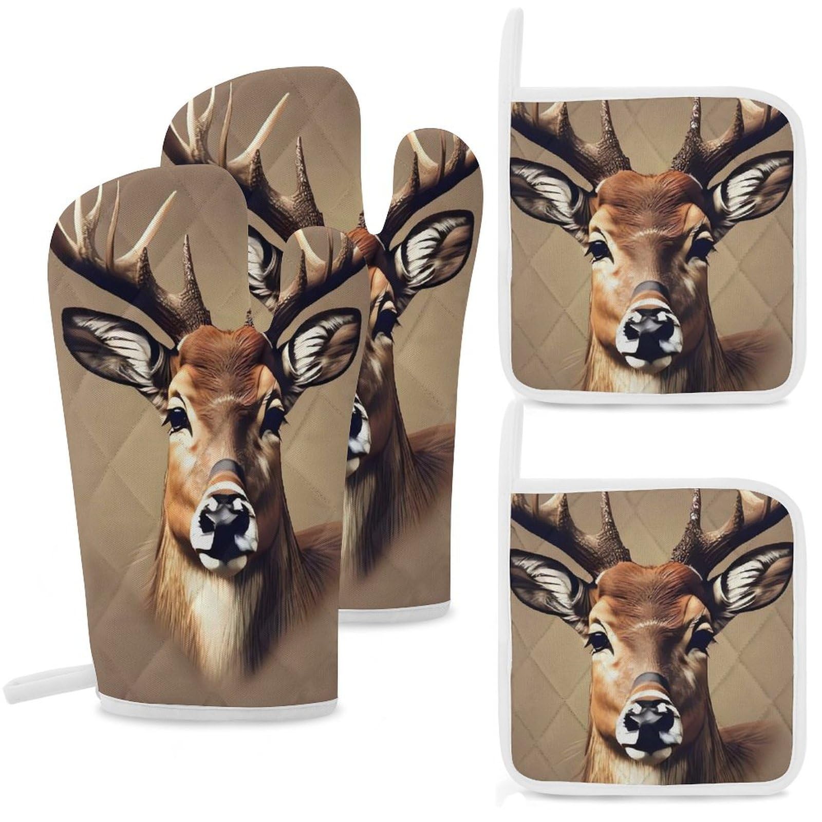 Gants de cuisine résistants à la chaleur lot maniques cerf four et barbecue