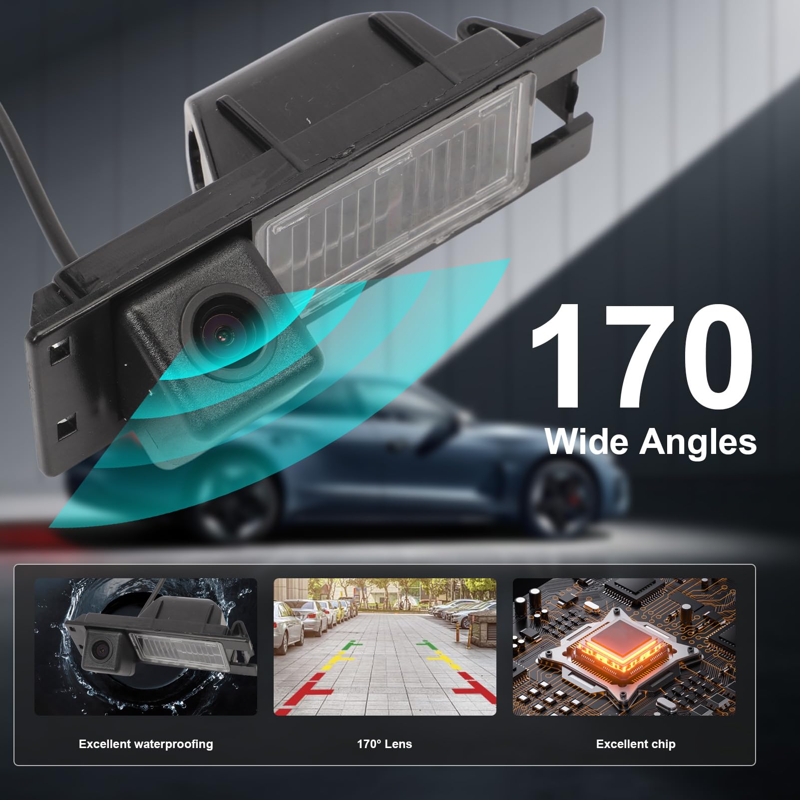 Rückfahrkamera AHD 720P für Opel Astra H/Zafira B/Corsa D/Vectra C/Insignia, 170 Grad Betrachtungswinkel Kennzeichenbeleuchtung Rückfahrkamera Bedienungsanleitung enthalten
