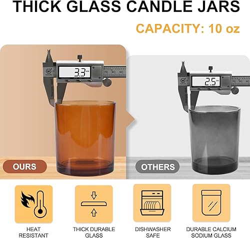 Miniatura 123 de Tarros de vela gruesos de 8 onzas para hacer velas, 15 unidades, tarros vacíos transparentes con tapas de madera para hacer velas, contenedor