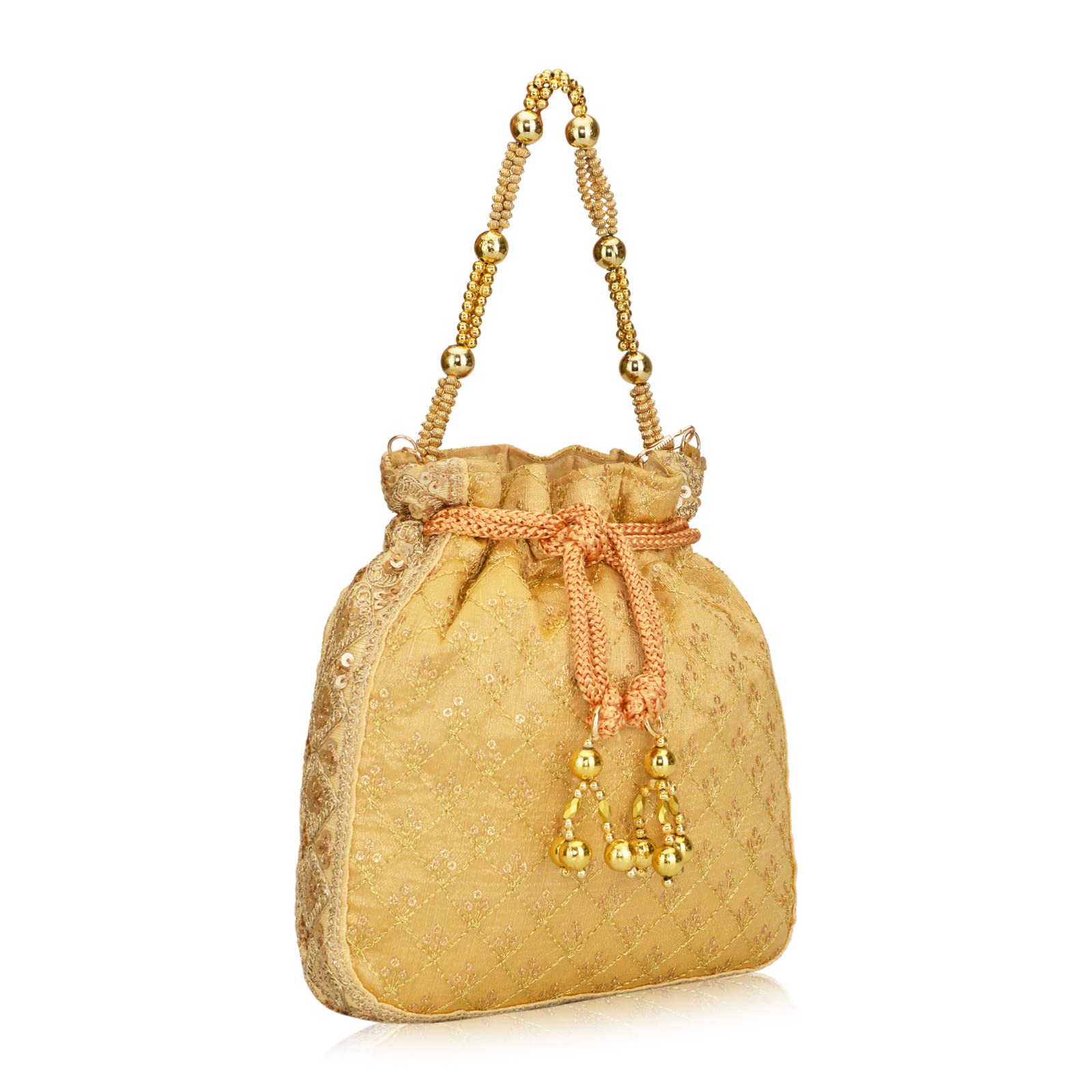 INAAYA - Bridal Accessories Wedding Bridal Potli Batwa Satin Evening Bag ladies purse handbags for women (Gold) (B09J3NY4R5) Amazon Price History, Amazon Price Tracker